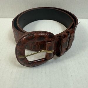 Vintage Moods by Kronos Brown Leather Belt with Brass Buckle Size Medium